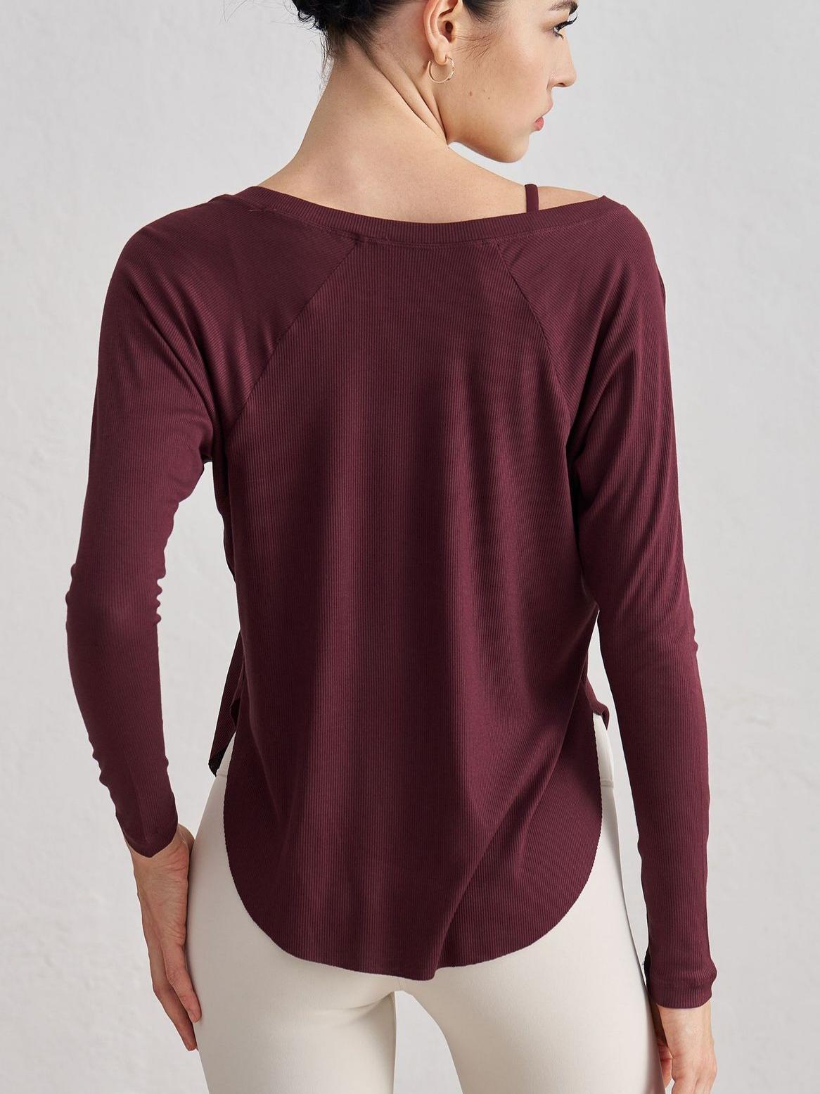 【極美品】アルチビオ 長袖トップス 白フリル＆ロゴ/ストレッチ速乾40 ドルマンスリーブカットソー/接触冷感/UVカット/洗える